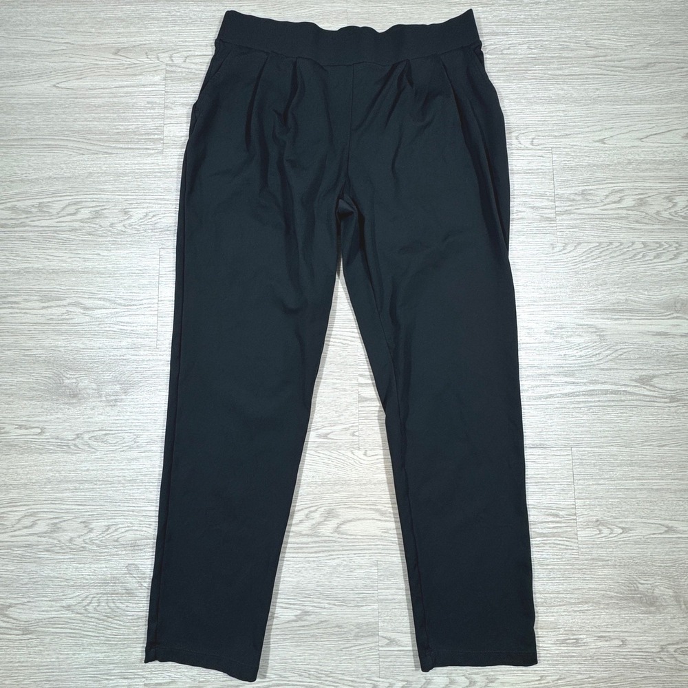 Mondetta Women's Pleated Pull On Pants Black Large Elastic Waist Athleisure